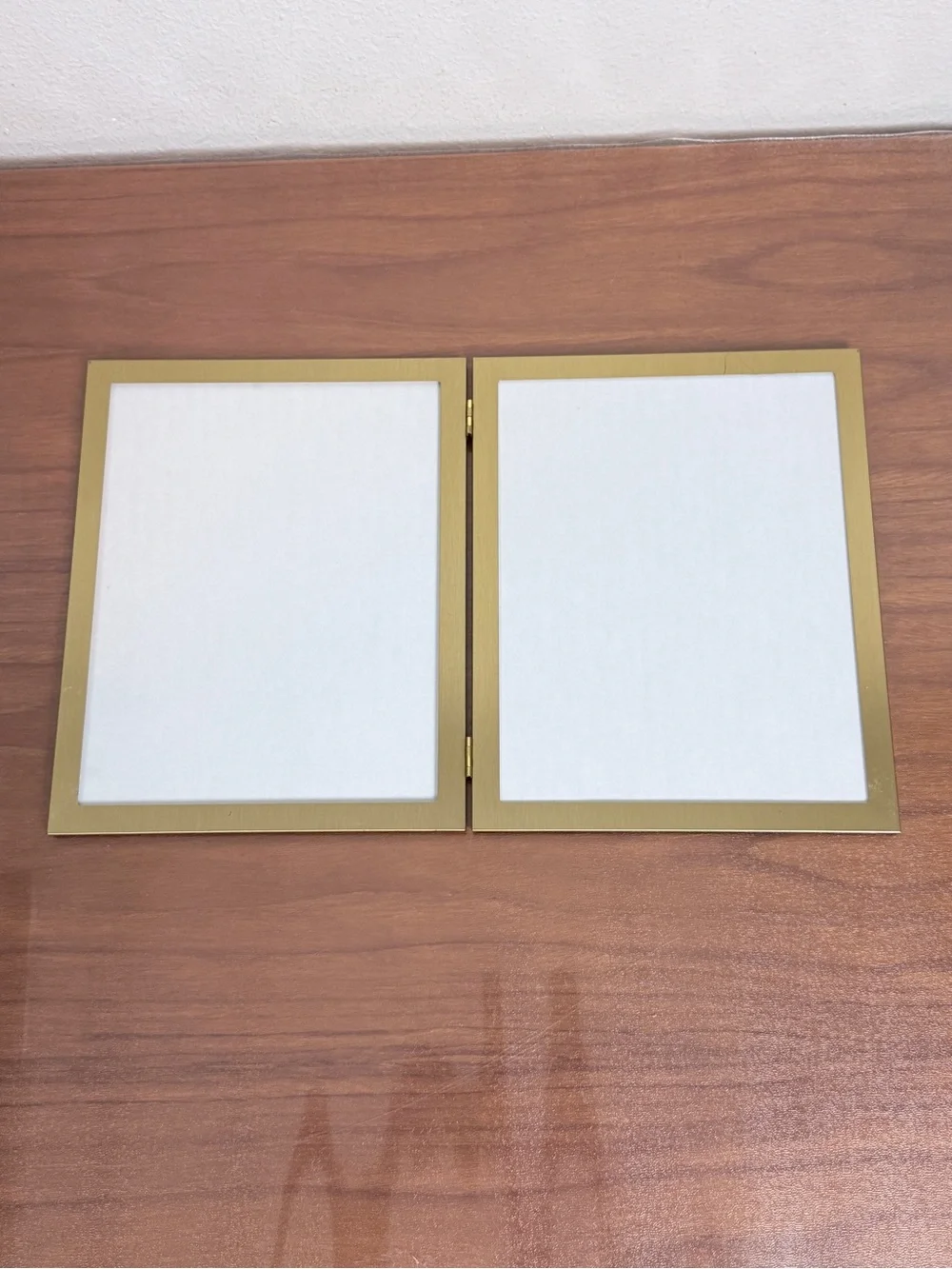 Vintage Brass Gold-Tone Double 8x10s Photo Frame Folding Tabletop